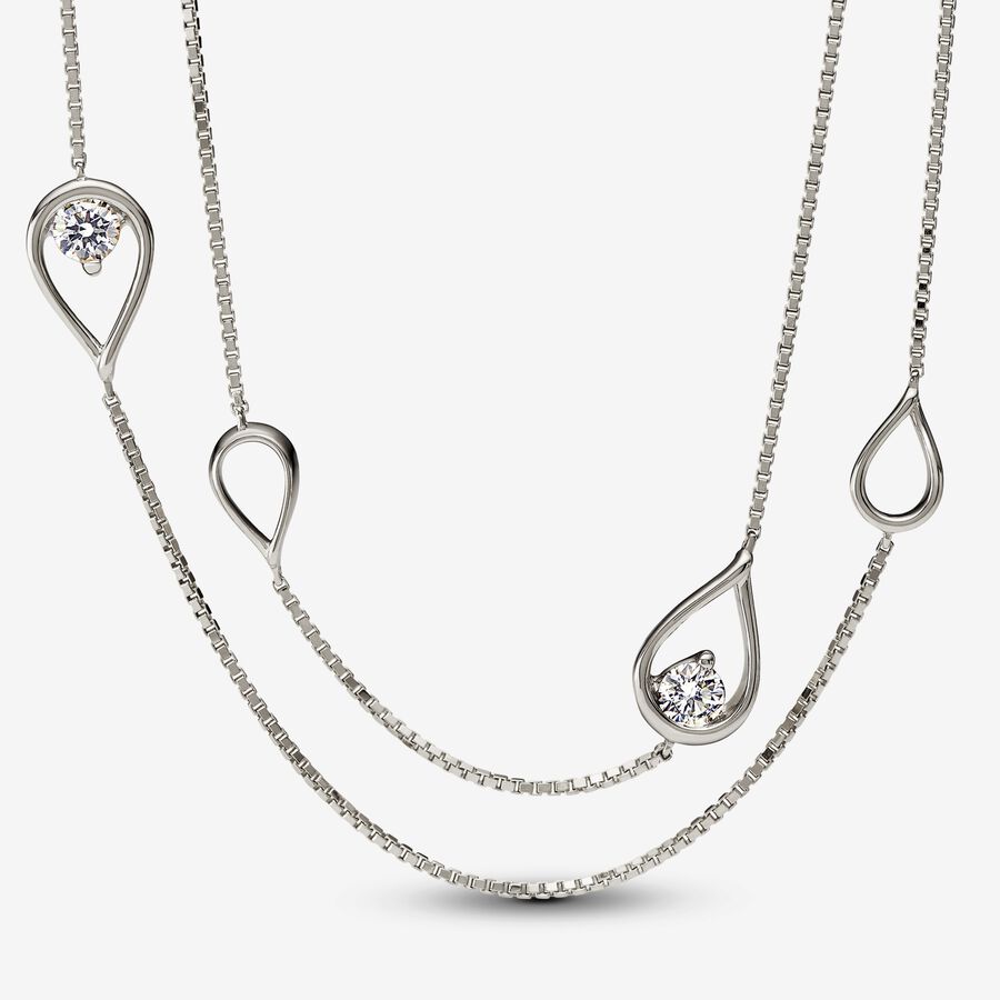 Pandora Infinite 14k White Gold Lab-grown Diamond Long Pendant Necklace image number 0