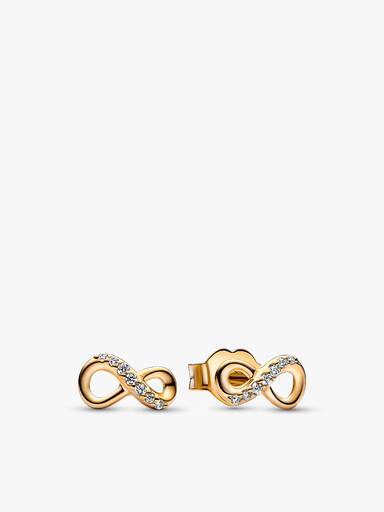 Gold Sparkling Infinity Necklace and Earrings Set