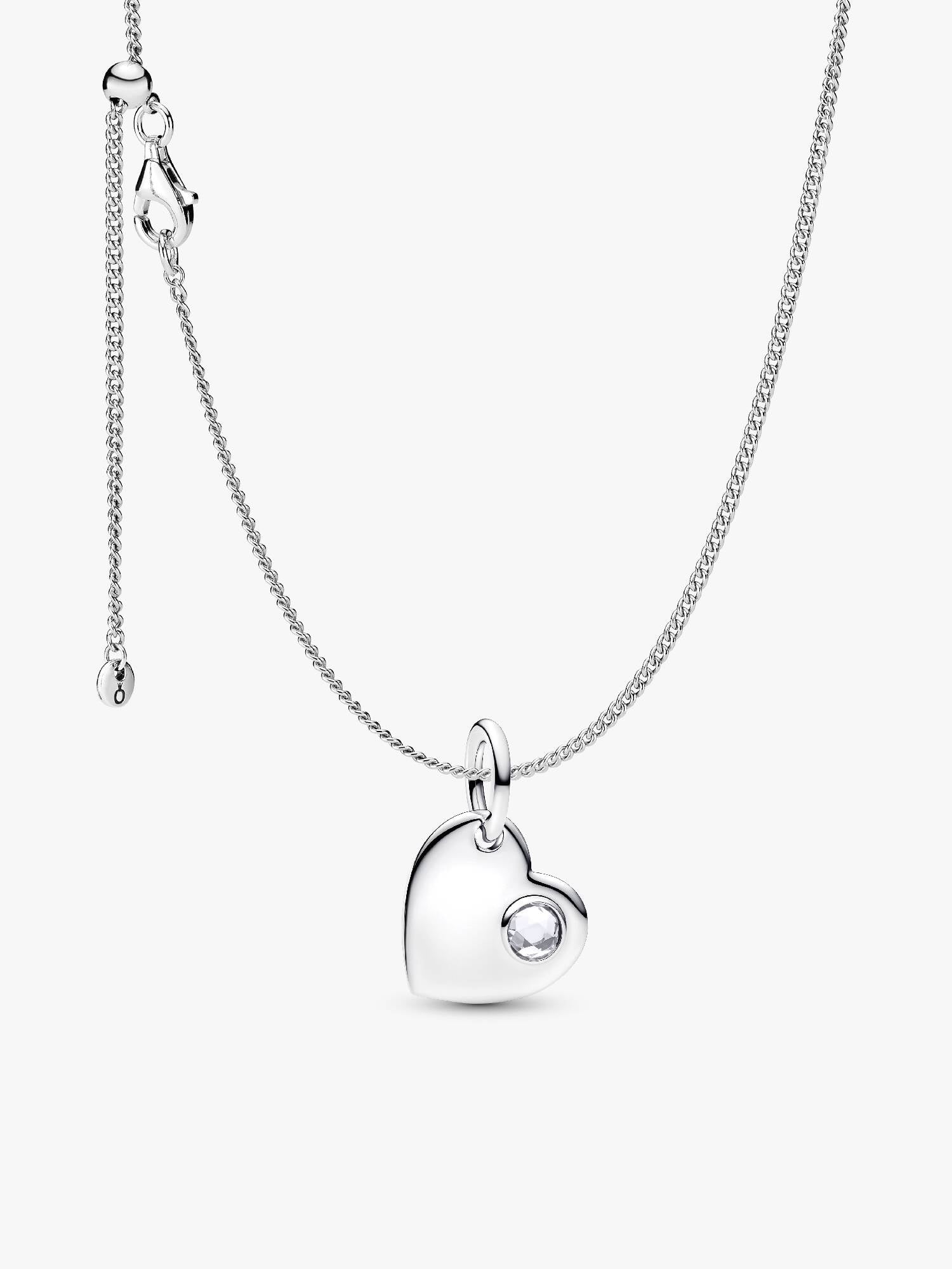 April Birthstone Heart Pendant Necklace