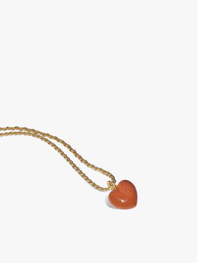 Orange Puffy Heart Pendant Necklace