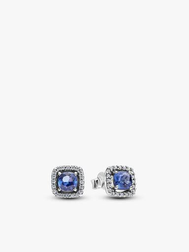 Sparkling Blue Halo Ring & Earrings Set