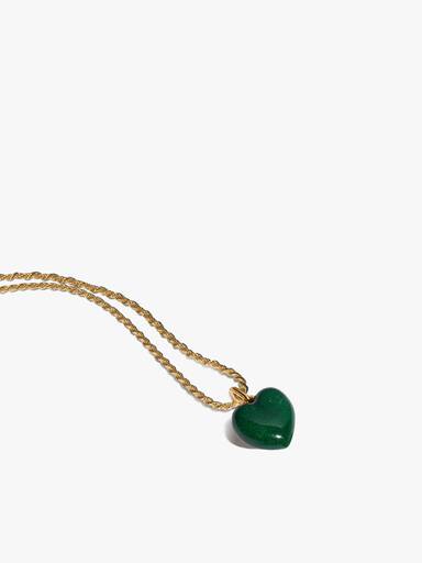 Green Puffy Heart Pendant Necklace