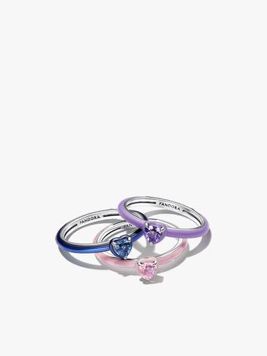 Colourful Chakra Heart Ring Set