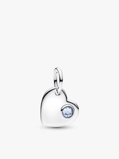 March Birthstone Heart Pendant Necklace
