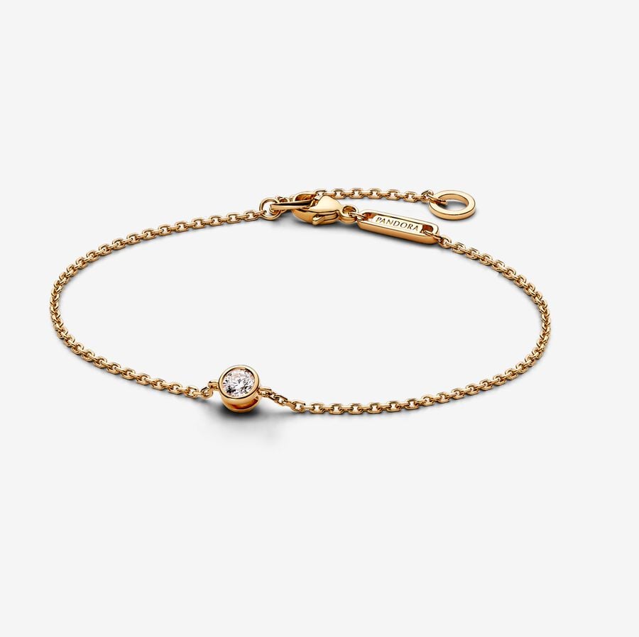 Pandora Era Bezel 14k Gold Lab-grown Diamond Chain Bracelet image number 0