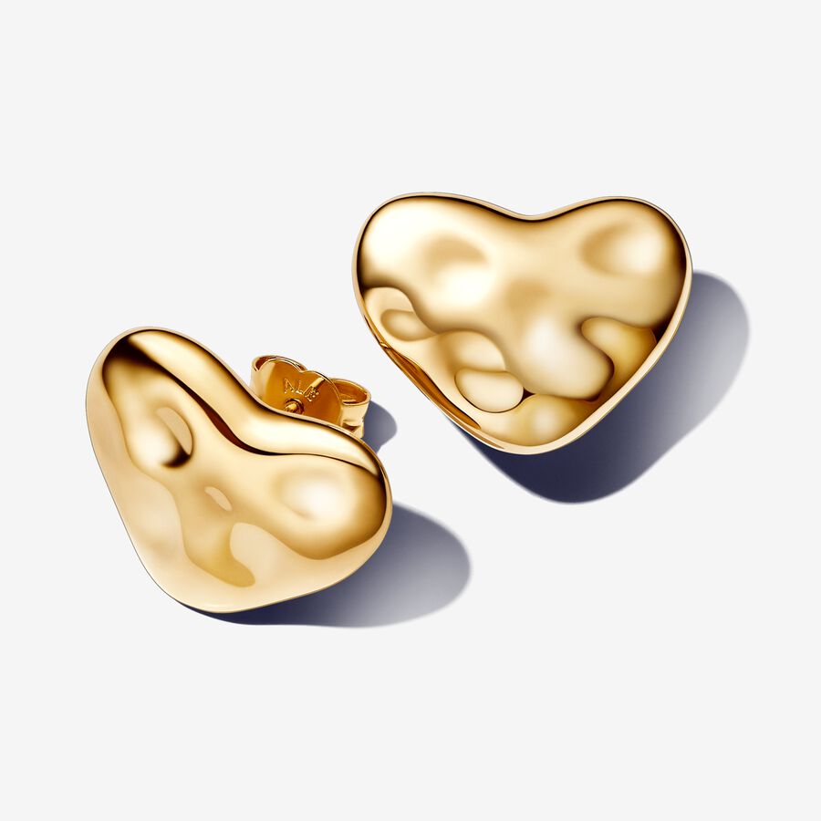 Heart 14k gold-plated stud earrings image number 0