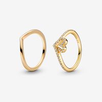 14K Gold Plated Wishbone Ring Bundle | Pandora UK