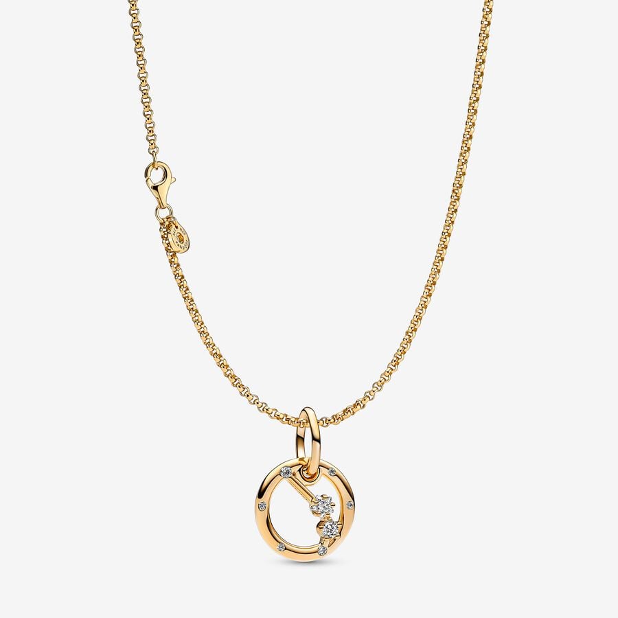 14K Gold Plated Aries Zodiac Necklace image number 0