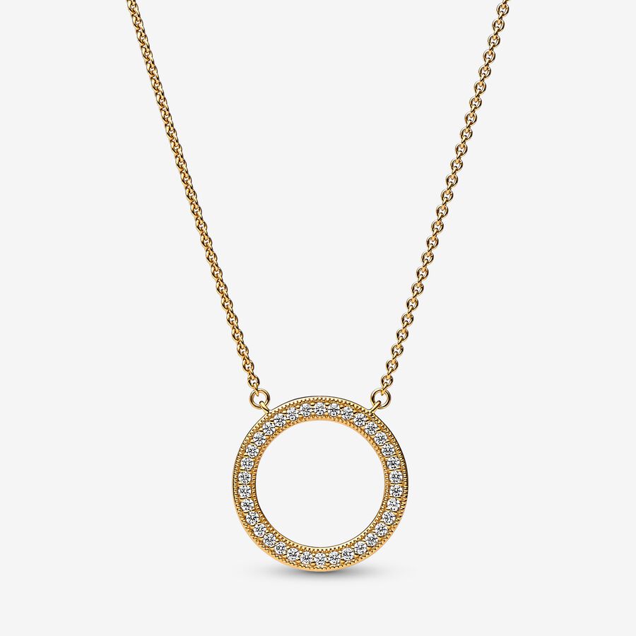 Pandora Signature Pavé & Hearts Circle Pendant Necklace image number 0