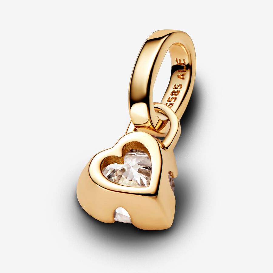 Heart Charm Lock Necklace with Diamonds - 14k Solid Gold