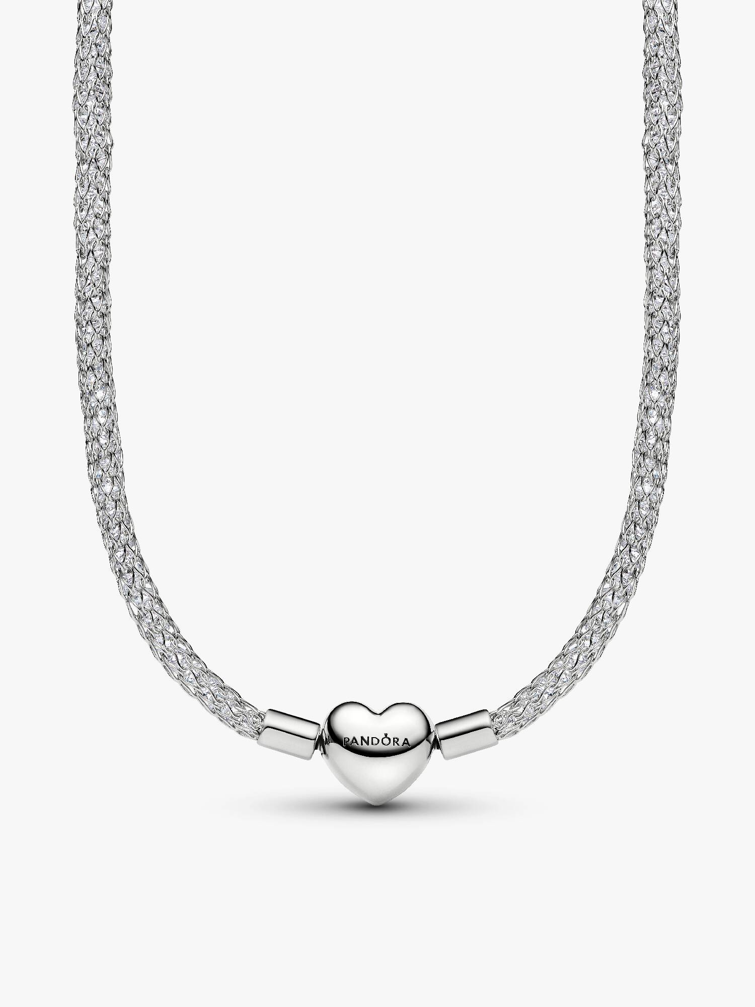 Heart Clasp Sparkling Mesh Necklace