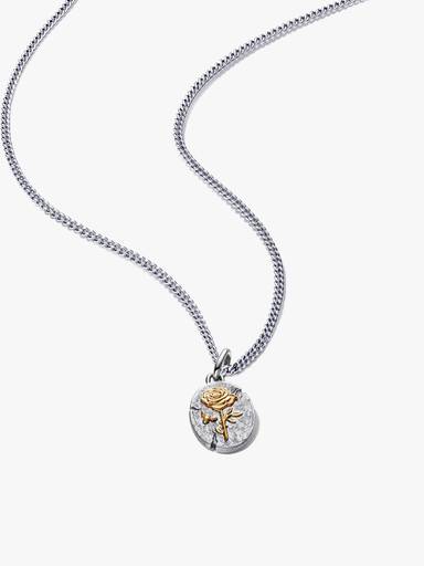 Rose Medallion Charm Necklace Set