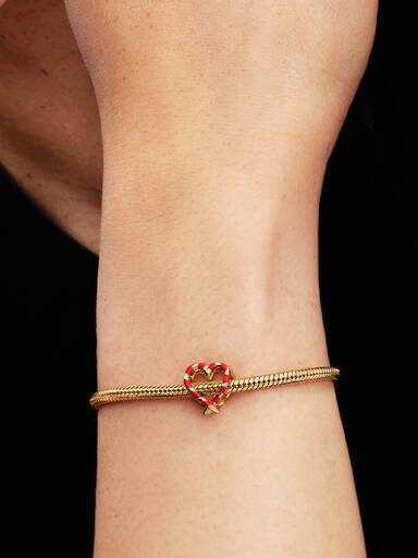 Candy Cane Openwork Heart Charm
