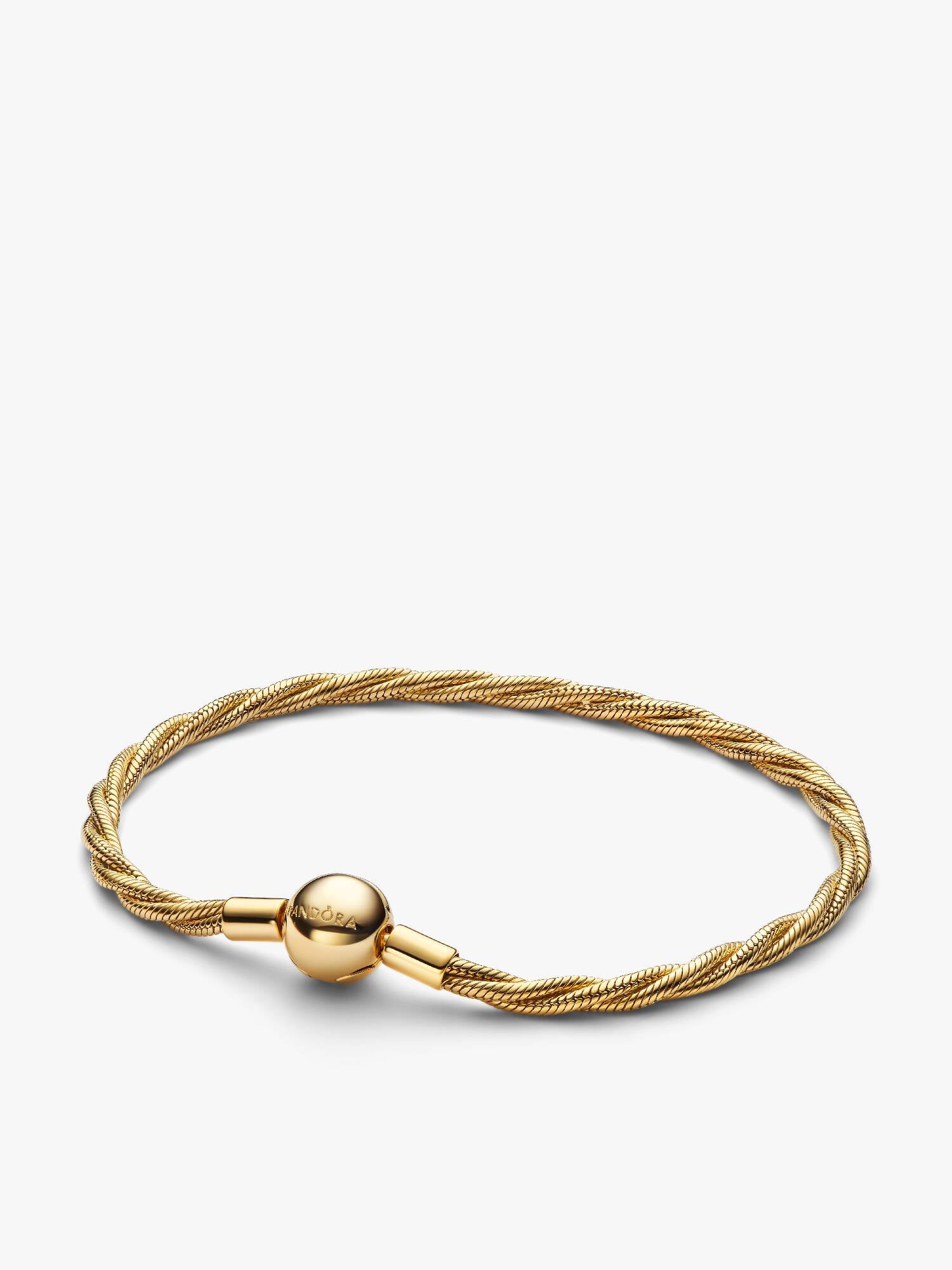 Round Pandora Clasp Twisted Snake Chain Bracelet