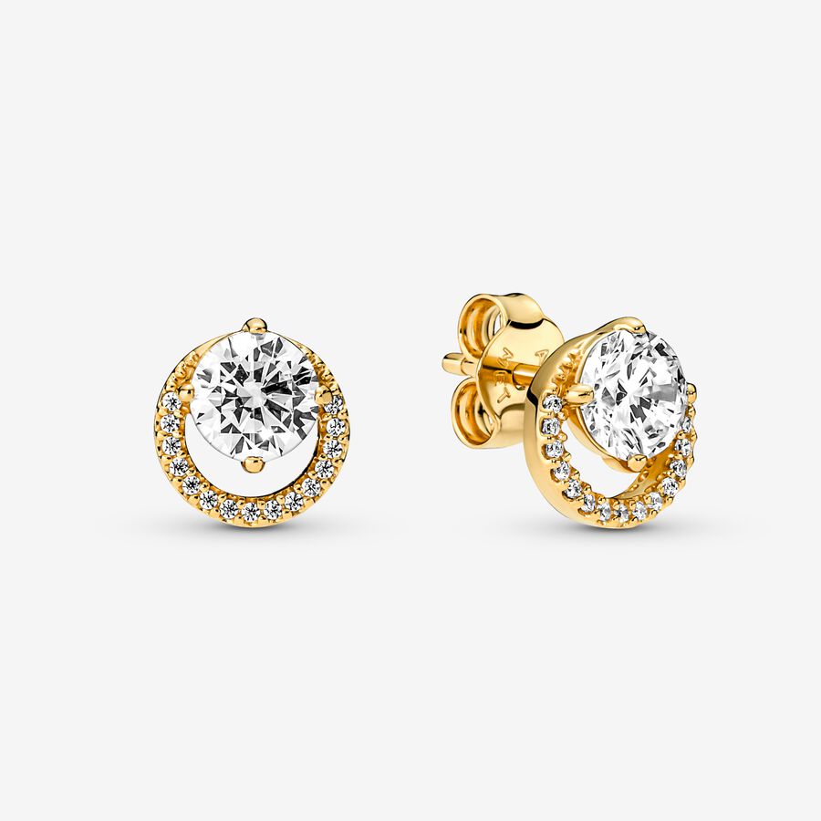 Sparkling Round Halo Stud Earrings image number 0