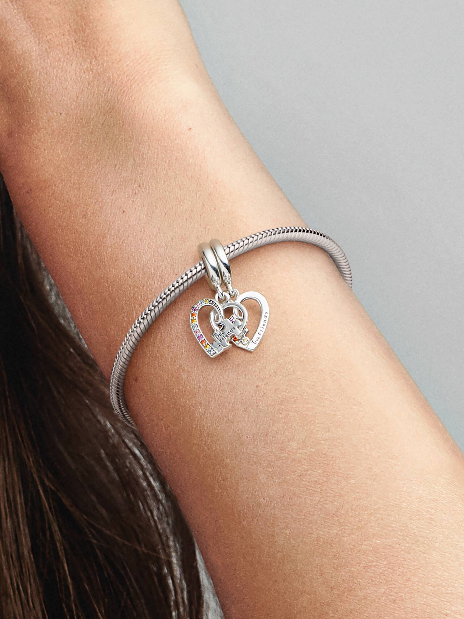 Puzzle Piece Hearts Splittable Friendship Dangle Charm