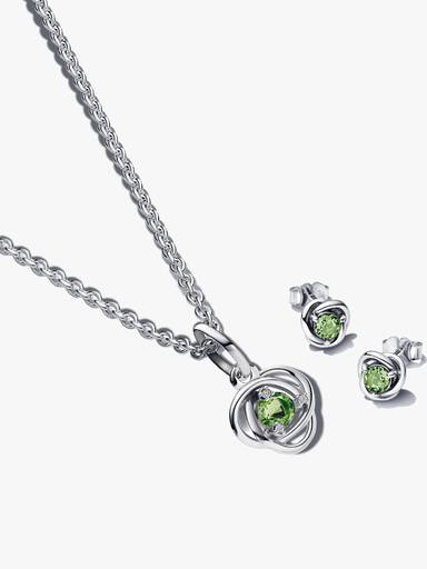 August Braided Birthstone Dangle Necklace & Earrings Set