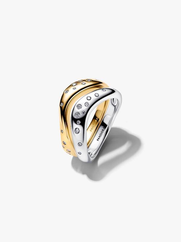 Two Tone Pandora Rings Organically Shaped Two-Tone Stacking Rings | Two-tone | Pandora UK