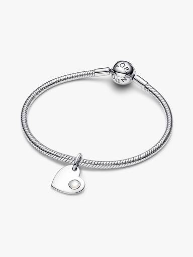 June Heart White Stone Dangle Charm