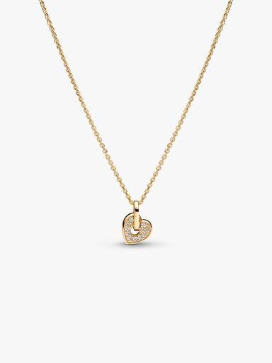 Pandora Talisman 14k Gold Lab-grown Diamond Pavé Heart Pendant Necklace