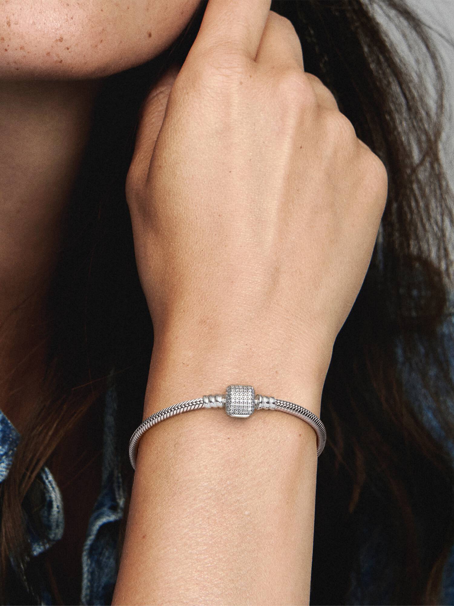 Pandora Moments Sparkling Pavé Clasp Snake Chain Bracelet