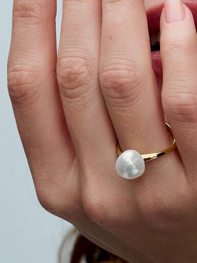 Baroque Treated Freshwater Cultured Pearl Ring
