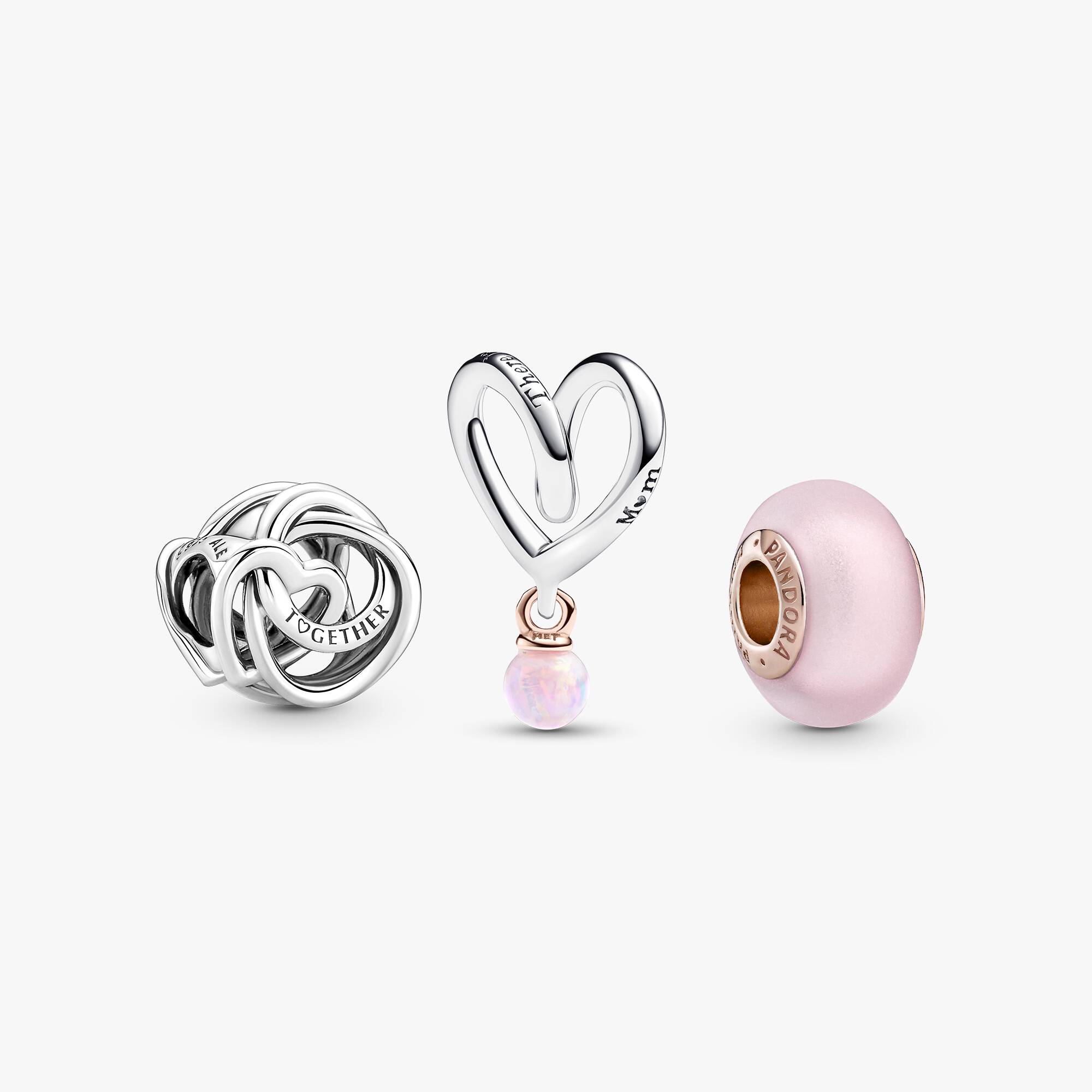 Pink Family Heart Charm Gift Set