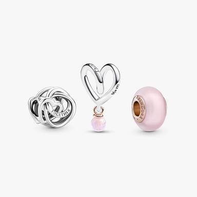 Pink Family Heart Charm Gift Set