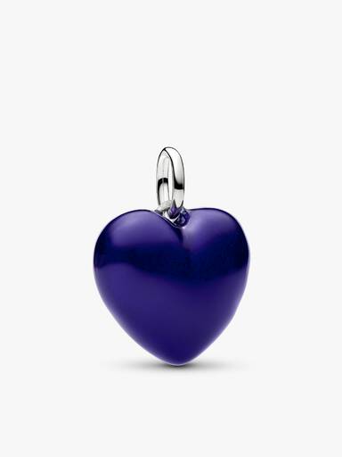 Blue Puffy Heart Pendant Necklace