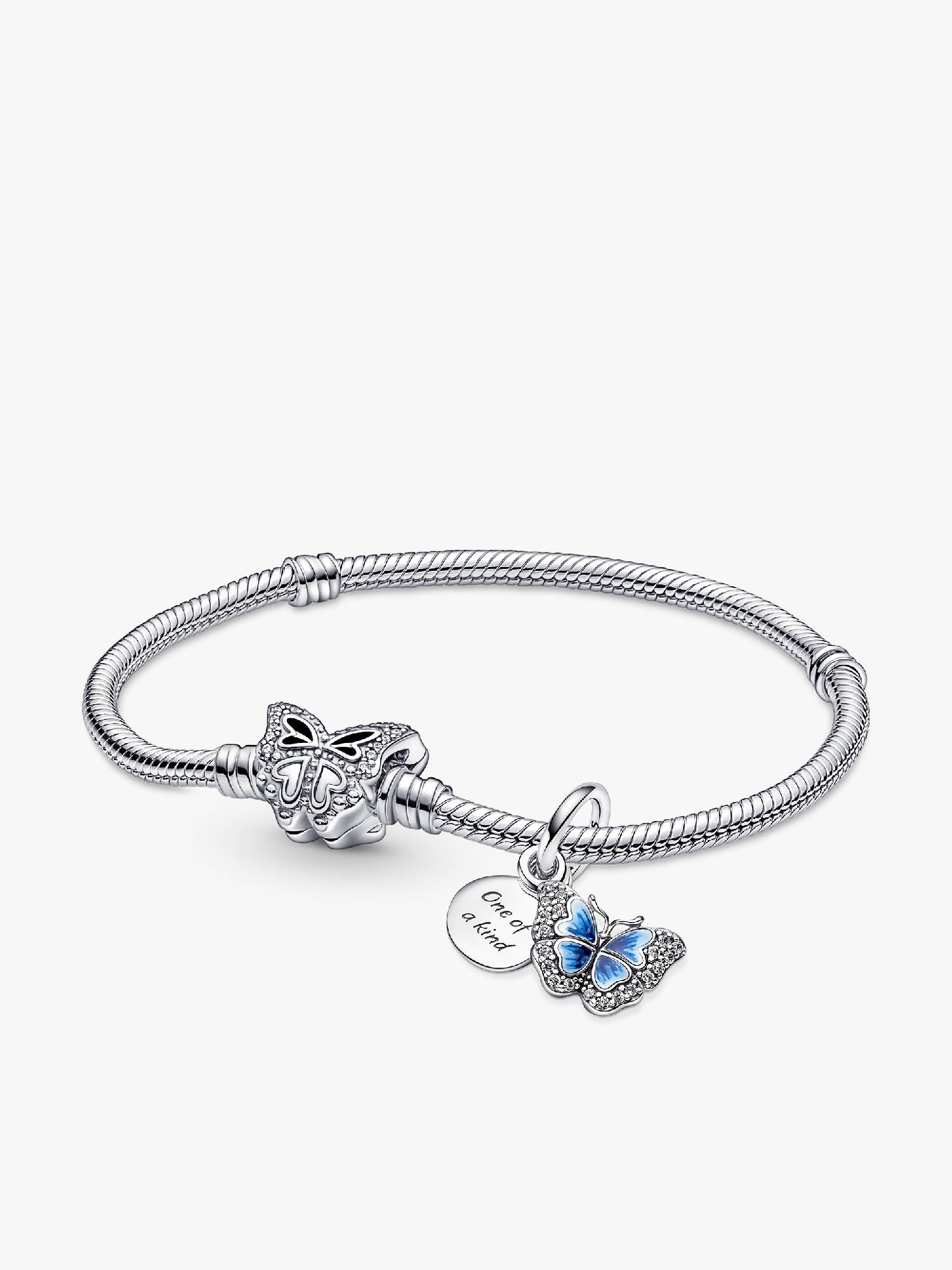 Blue Butterfly Dangle Charm and Bracelet Gift Set