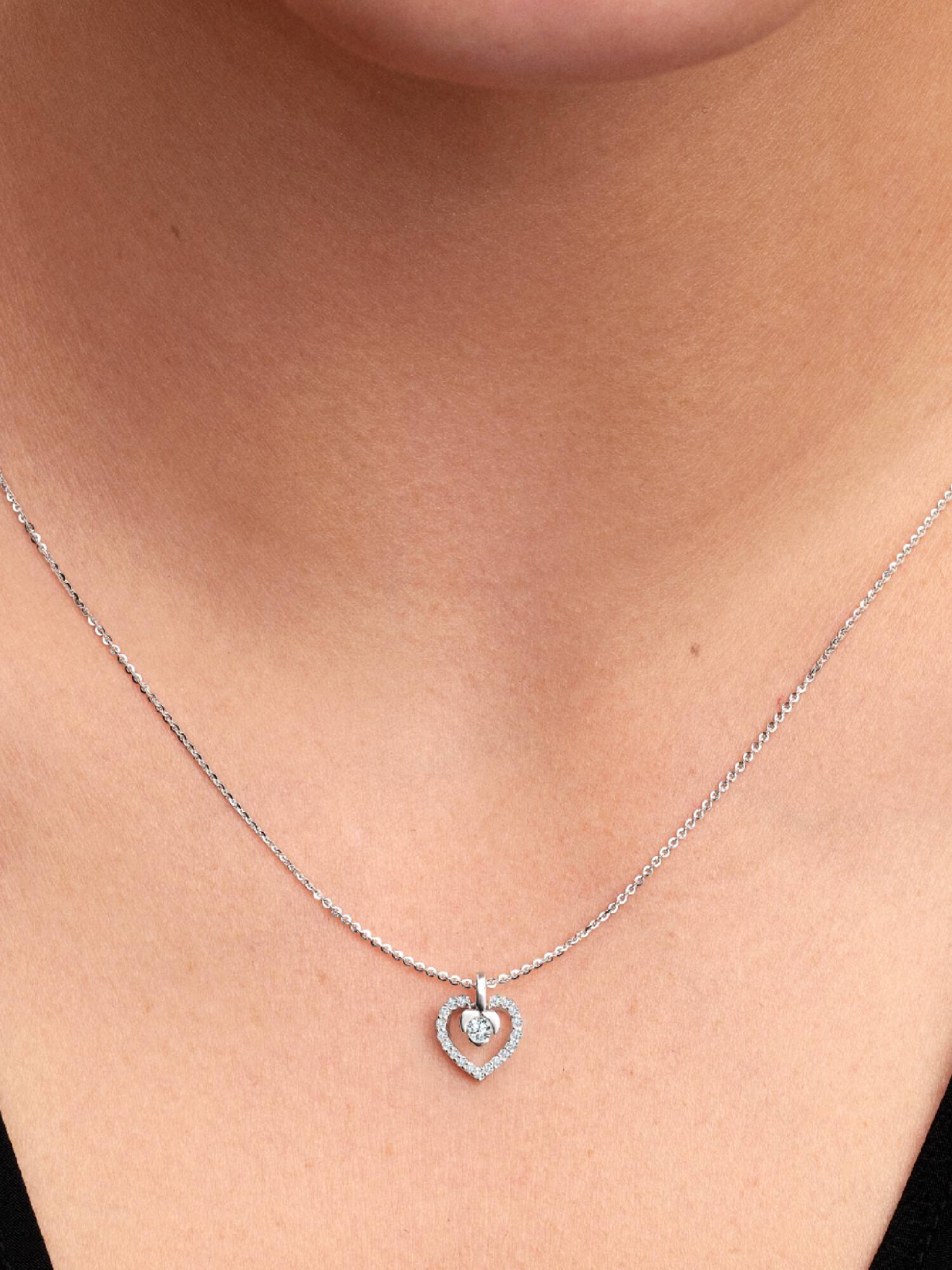 Pandora Talisman Sterling Silver Lab-Grown Diamond Heart Pendant Necklace 