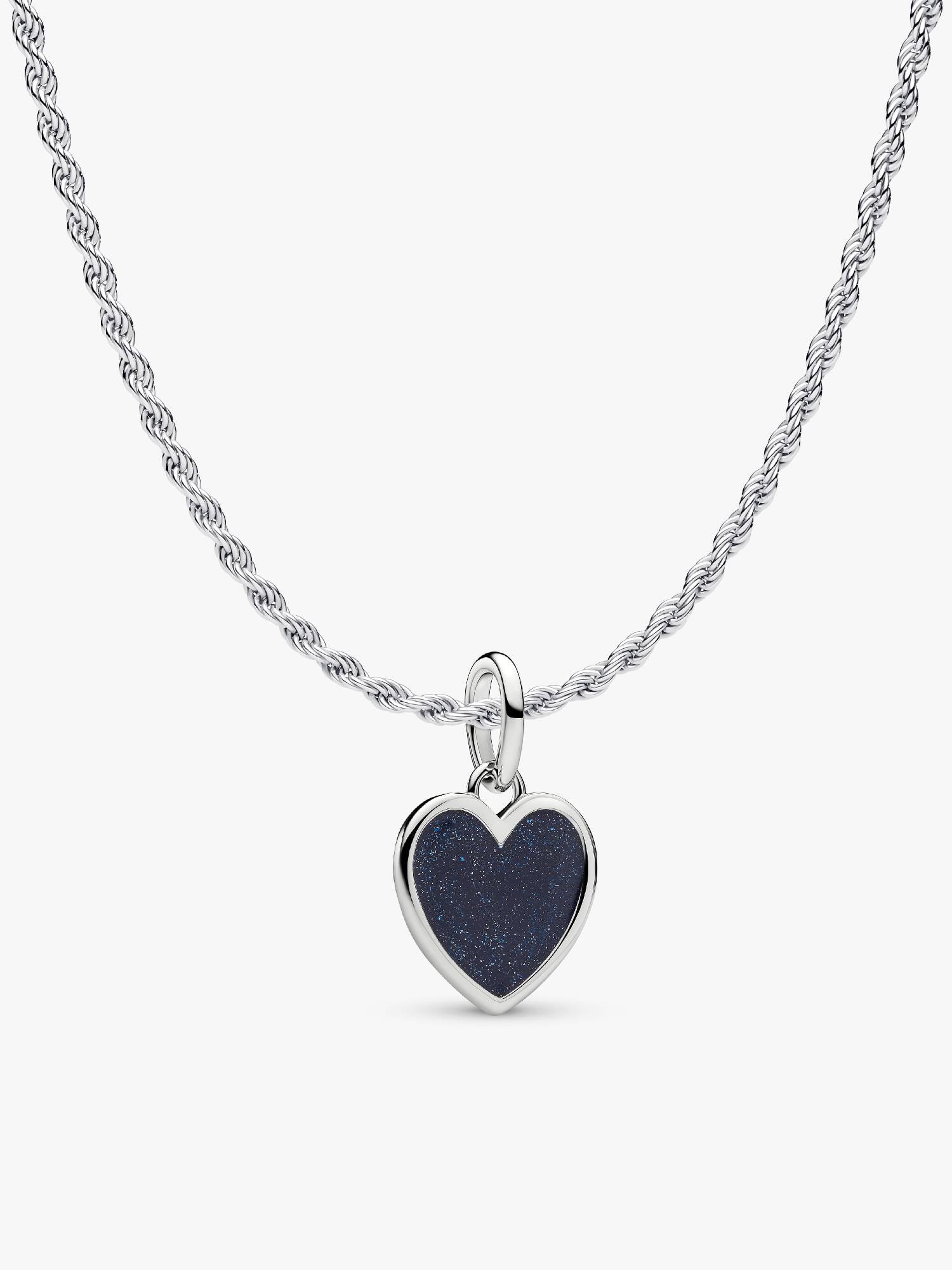 Engravable Blue Heart Pendant Necklace
