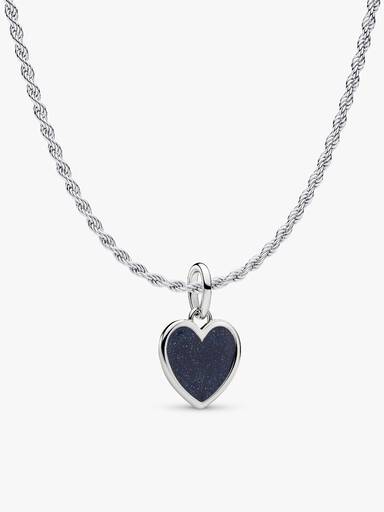 Engravable Blue Heart Pendant Necklace