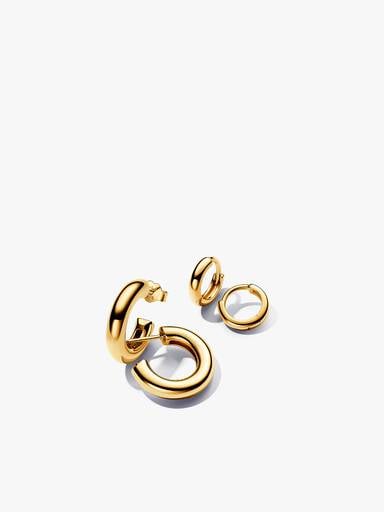 PANDORA ESSENCE 14k Gold-plated Round Hoop Earring Gift Set