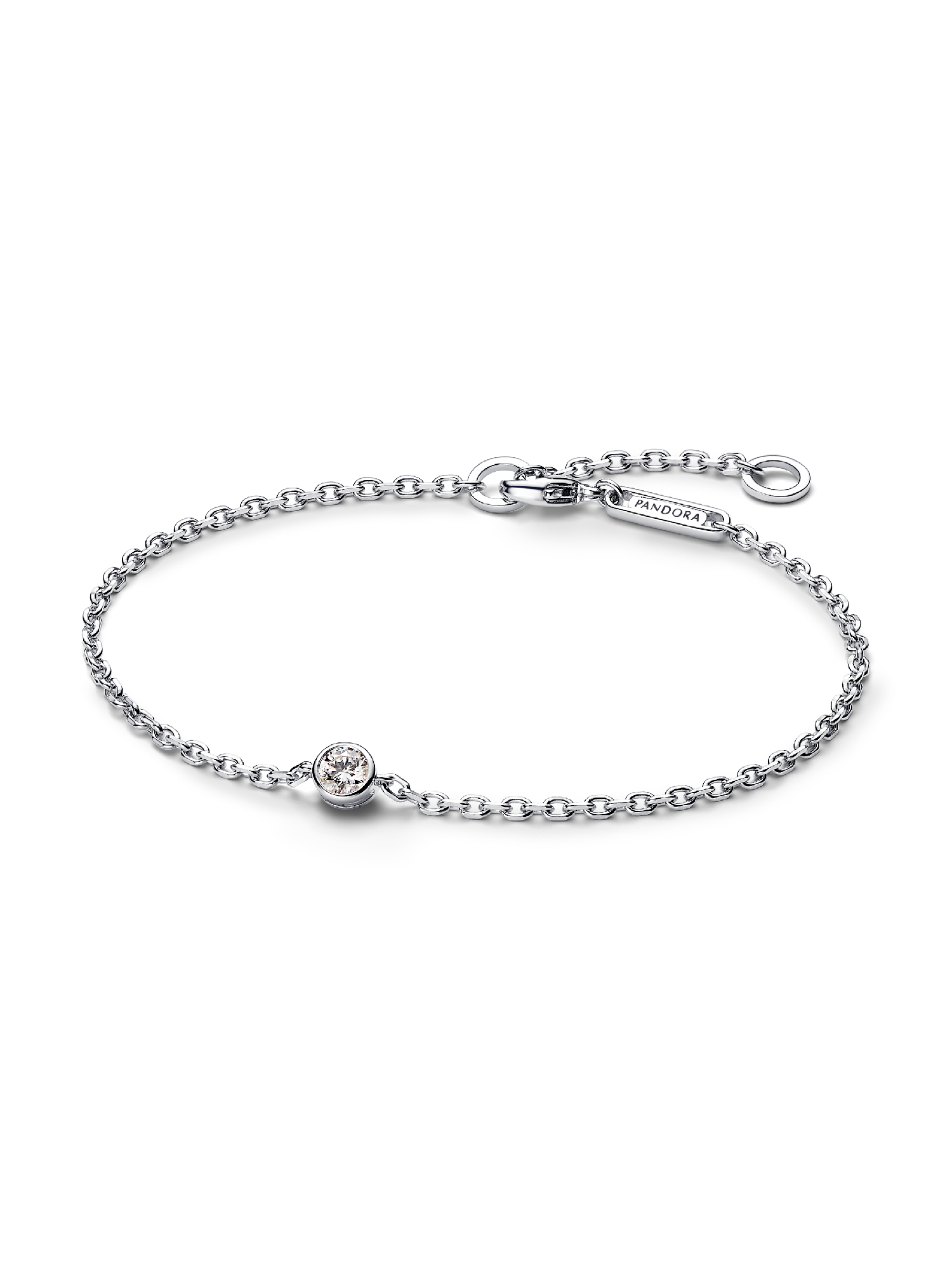 Pandora Era Bezel Sterling Silver Lab-grown Diamond Chain Bracelet