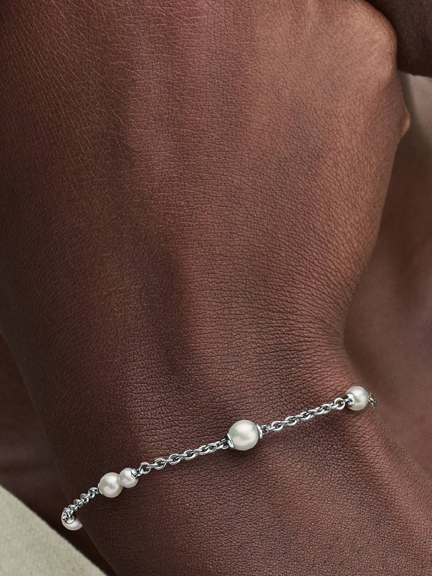 Treated Freshwater Cultured Pearl Station Chain Bracelet