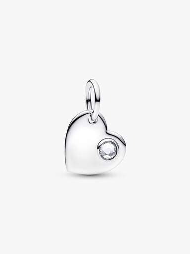 April Heart Clear Stone Dangle Charm