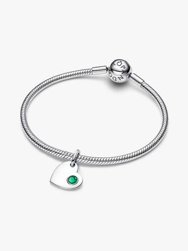 May Heart Green Stone Dangle Charm