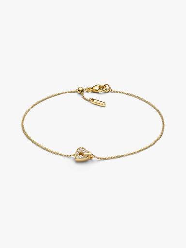 Pandora Talisman 14k Gold Lab-grown Diamond Pavé Heart Chain Bracelet