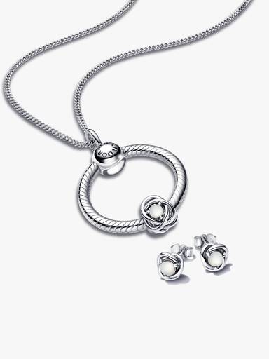 June Birthstone Eternity Circle O Pendant and Earrings Set