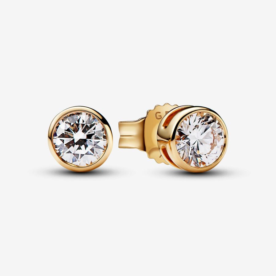 Pandora Era Bezel 14k Gold Lab-grown Diamond Earrings image number 0