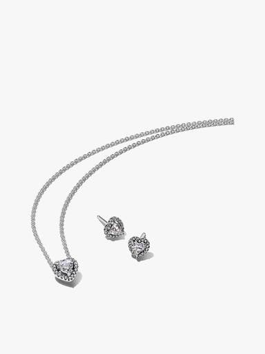 Elevated Heart Necklace and Earrings Gift Set