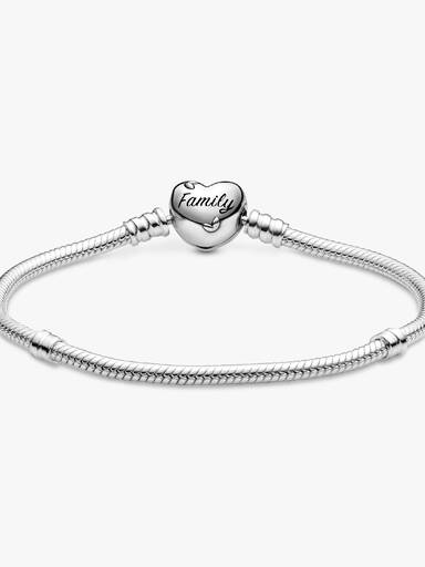 Family Tree Heart Clasp Snake Chain Bracelet