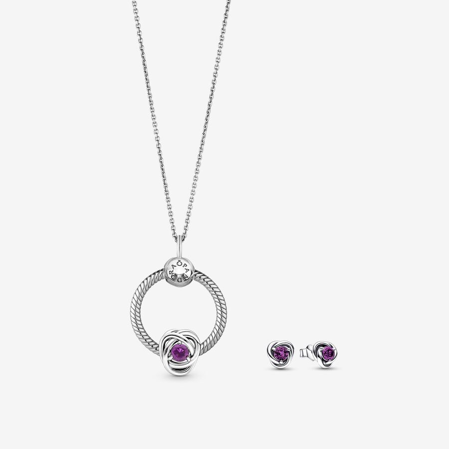February Birthstone Circle O Pendant and Earrings Set | Pandora UK