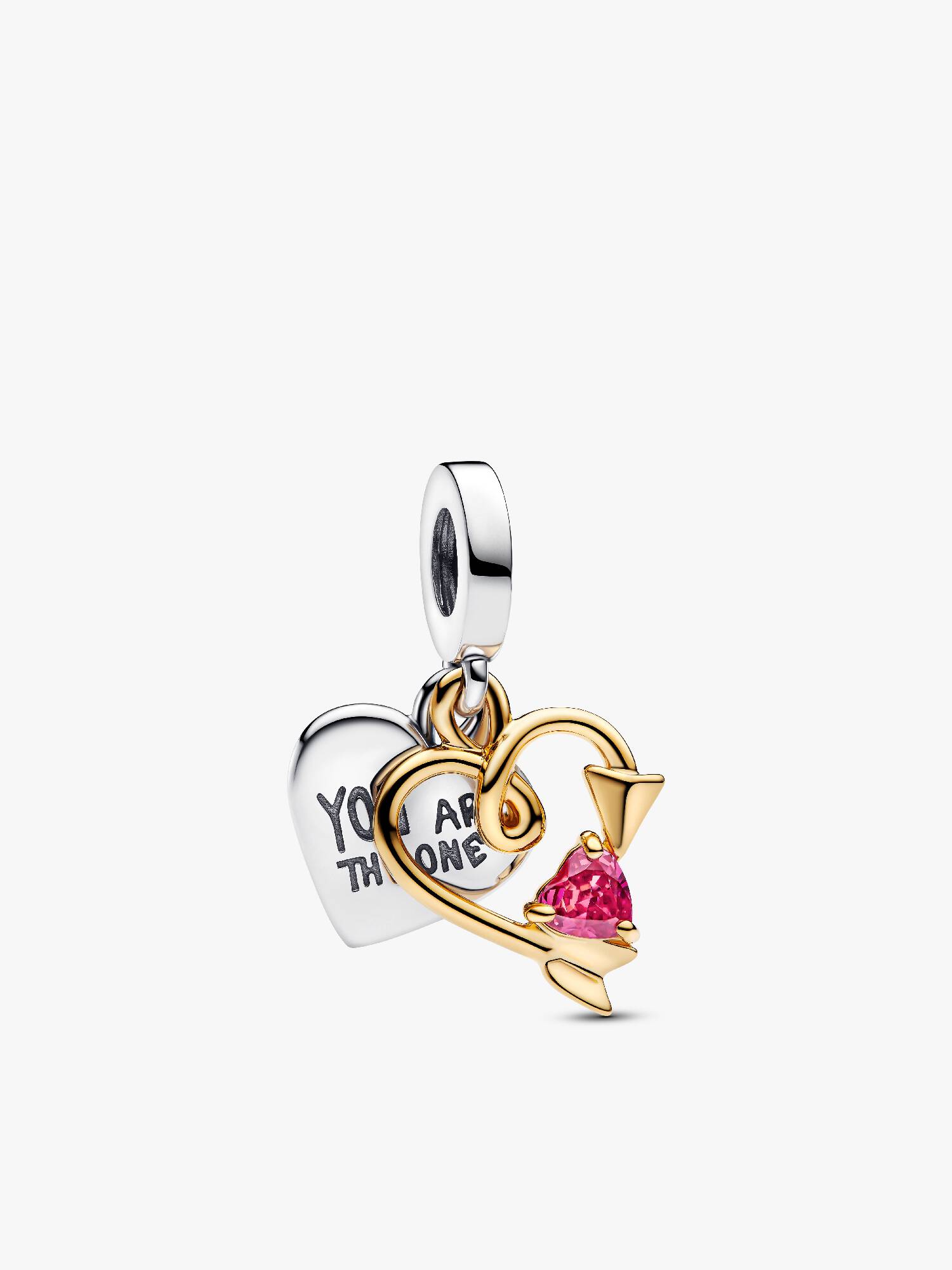 Engravable Heart & Arrow Double Dangle Charm