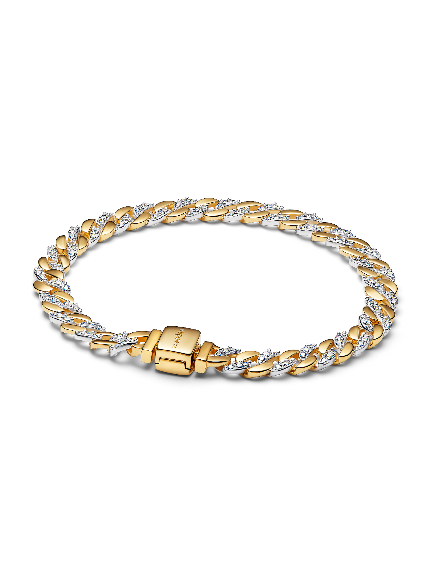 Two-tone Pavé Cuban Chain Bracelet
