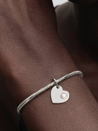 June Heart White Stone Dangle Charm