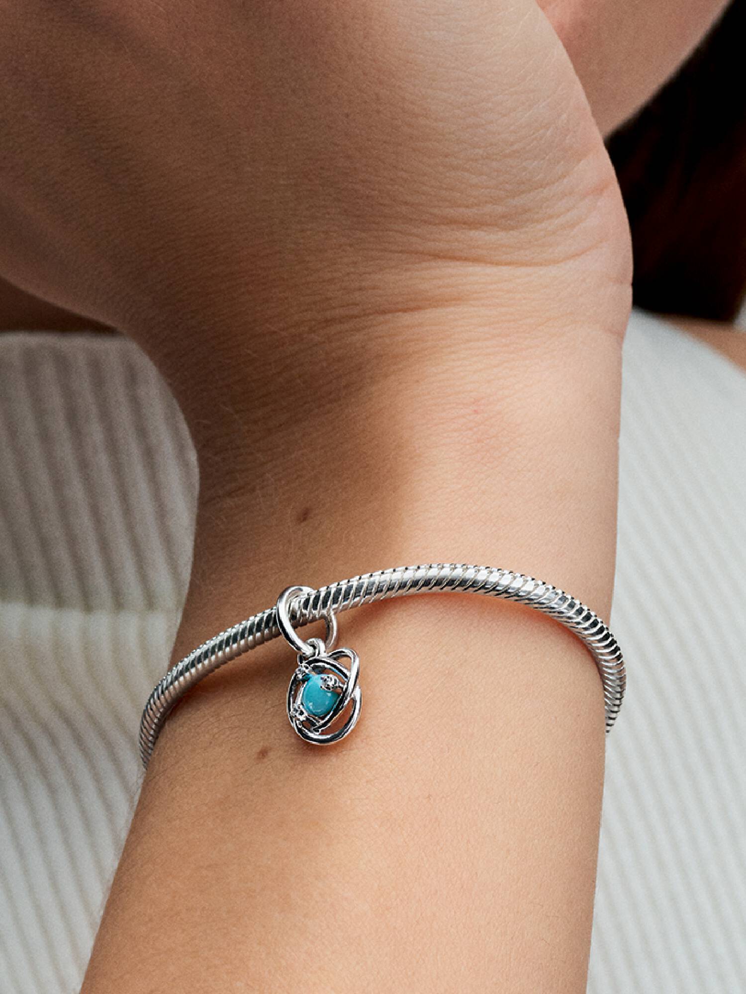 December Birthstone Blue Eternity Circle Dangle Charm