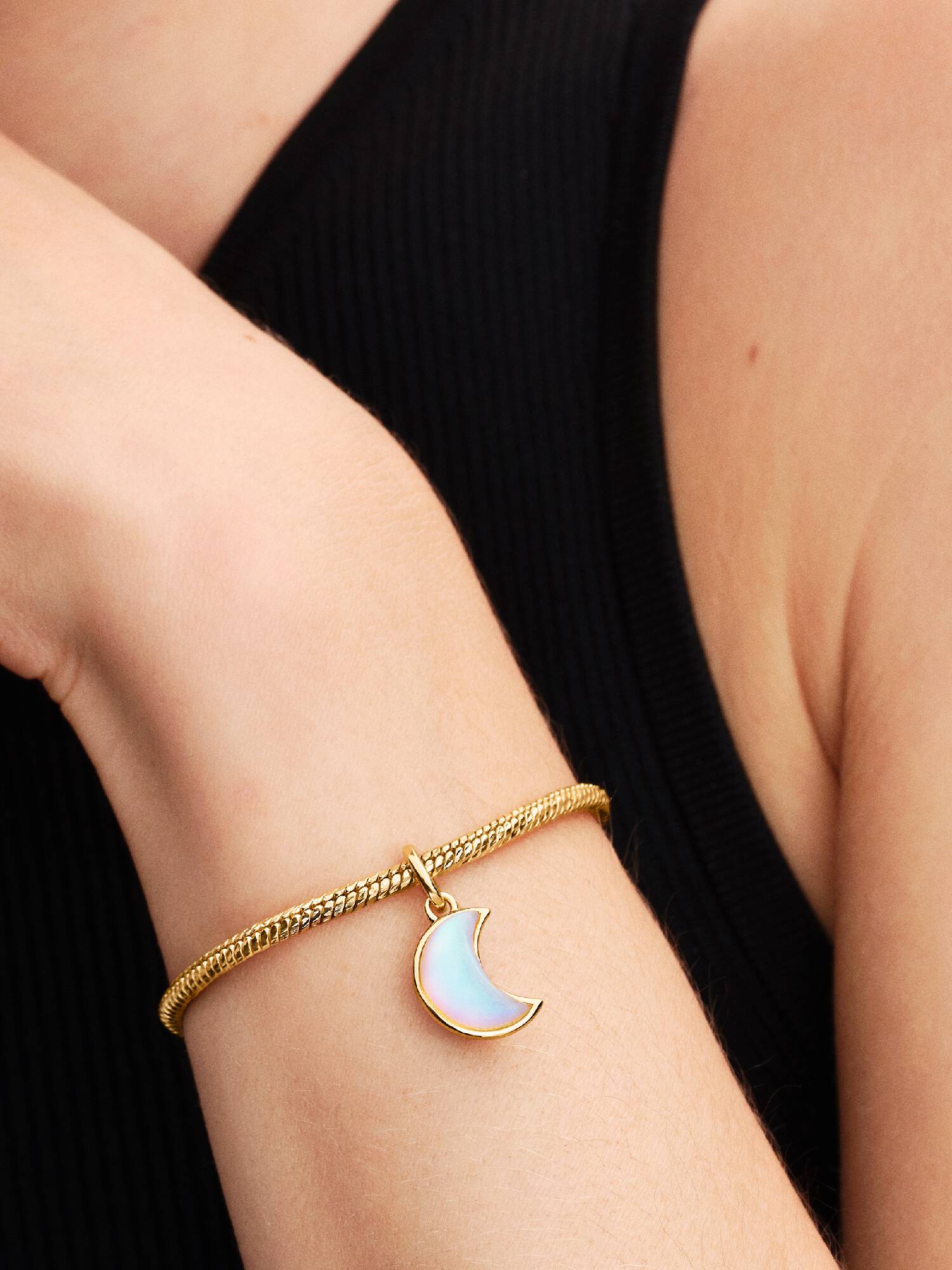 Sparkling Crescent Moon Dangle Charm