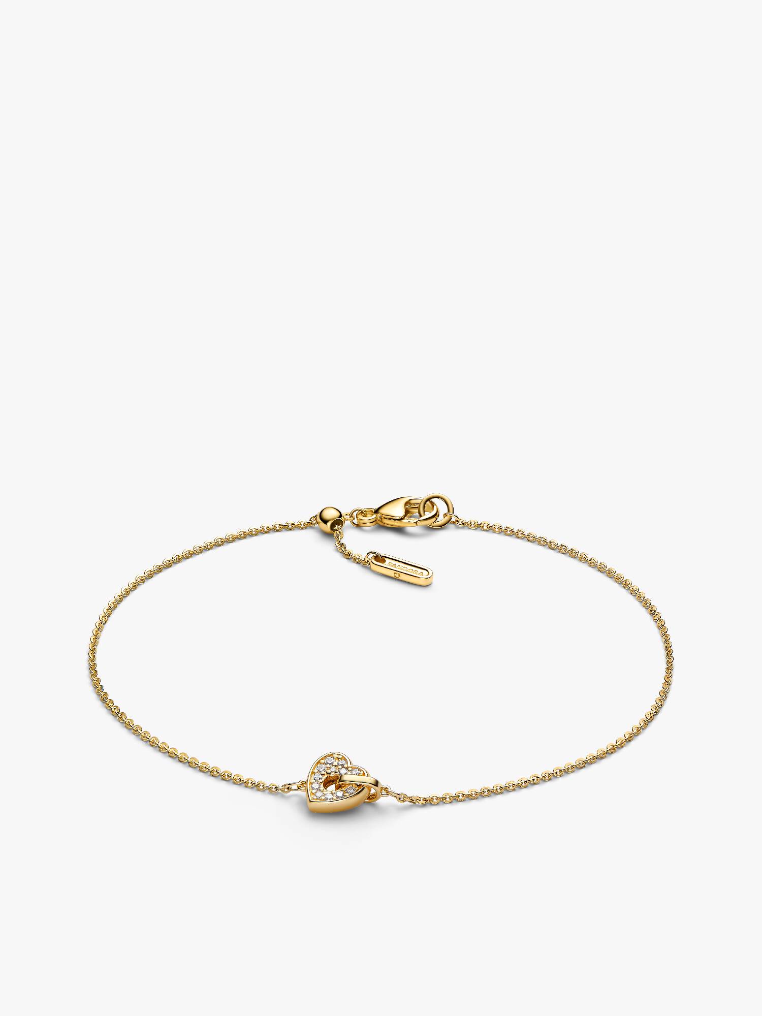 Pandora Talisman 14k Gold Lab-grown Diamond Pavé Heart Chain Bracelet